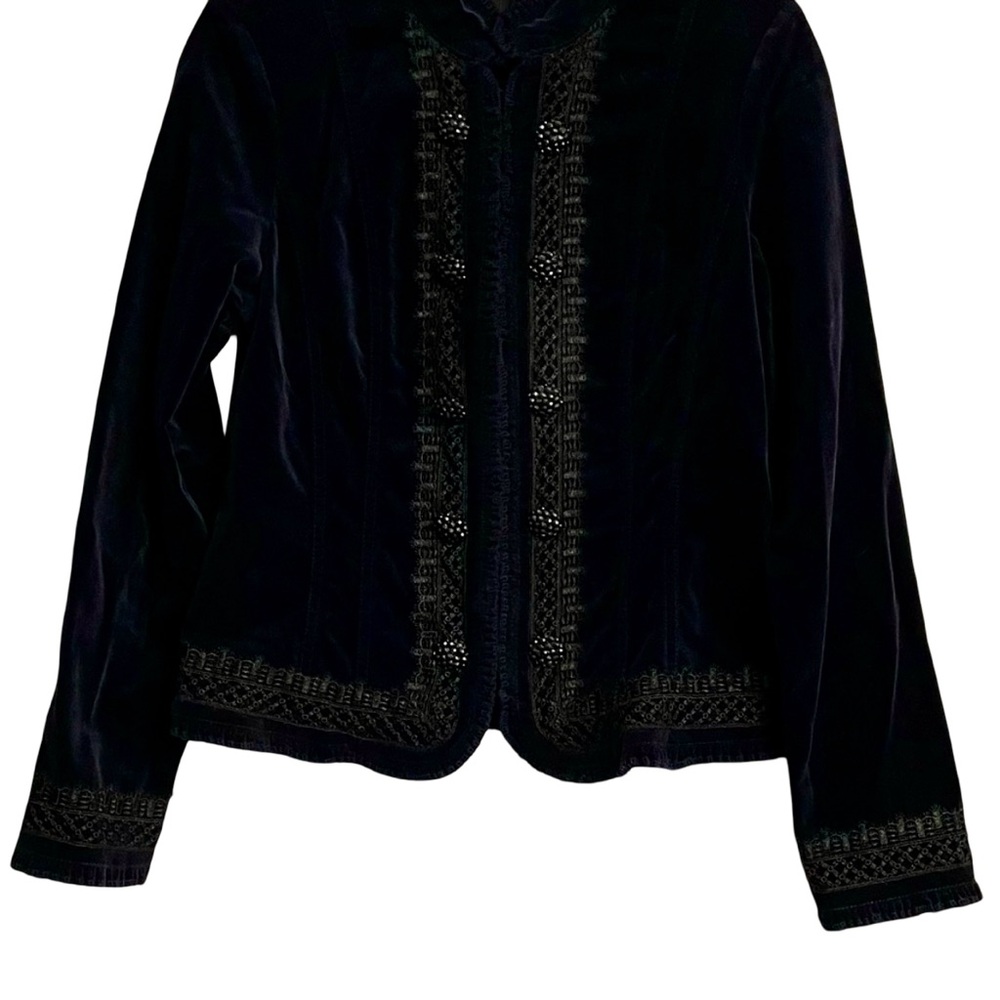 Medium INC Unique Blue Velvet and Black Brocade Jacket - Picture 2 of 10
